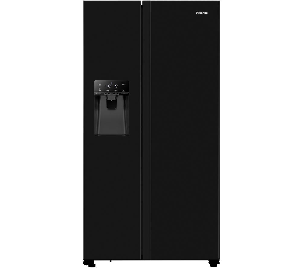 HISENSE PureFlat RS694N4TBE American-Style Fridge Freezer - Black, Black