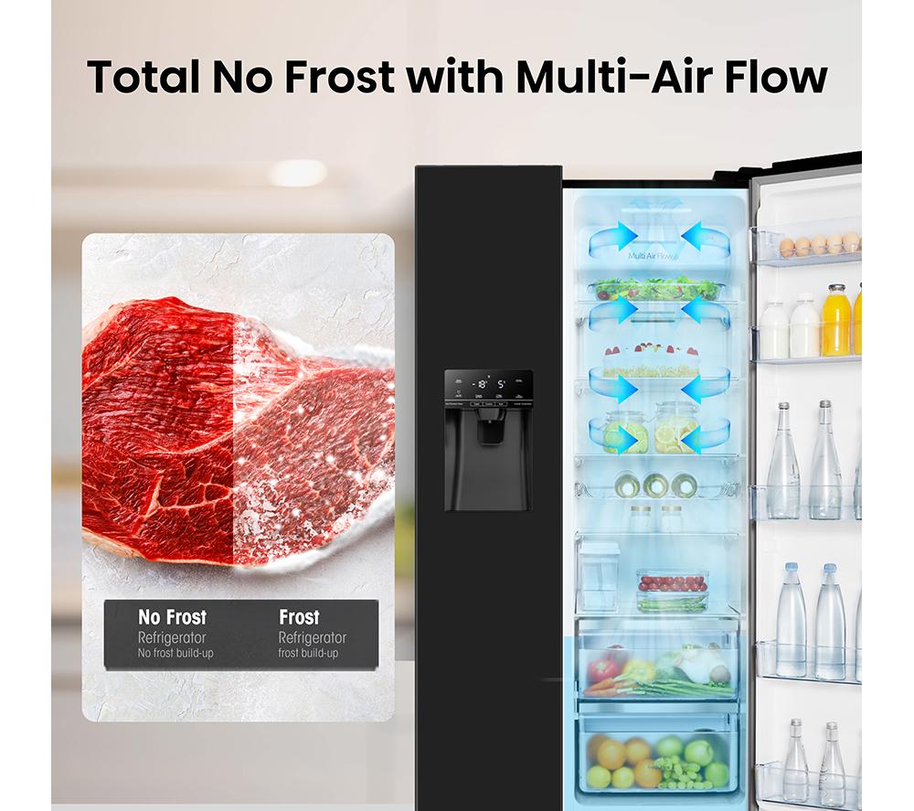 HISENSE PureFlat RS694N4TBE American-Style Fridge Freezer - Black image number 5 of 14
