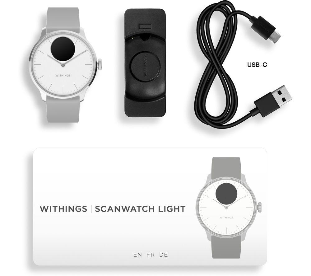 WITHINGS ScanWatch Light Hybrid Smart Watch Pearl White 37 mm