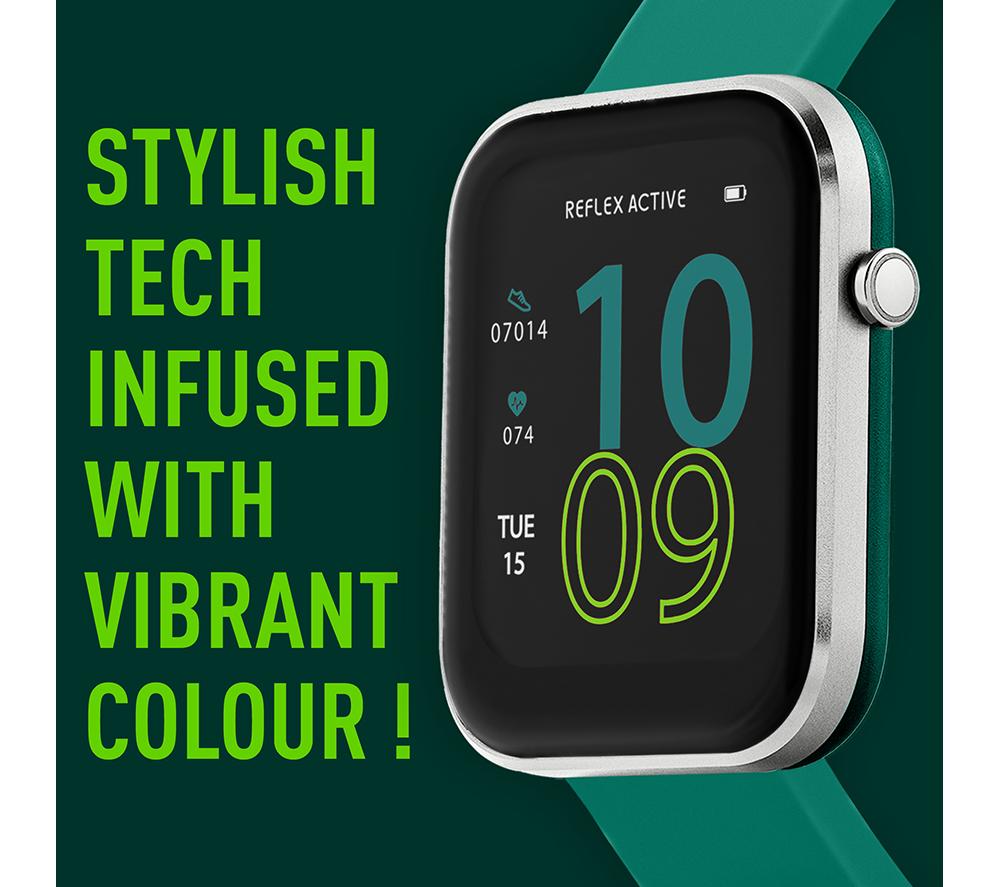 REFLEX ACTIVE Series 12 Smart Watch - Silver & Teal, Silicone Strap - image 3