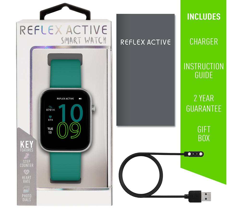 REFLEX ACTIVE Series 12 Smart Watch - Silver & Teal, Silicone Strap - image 6