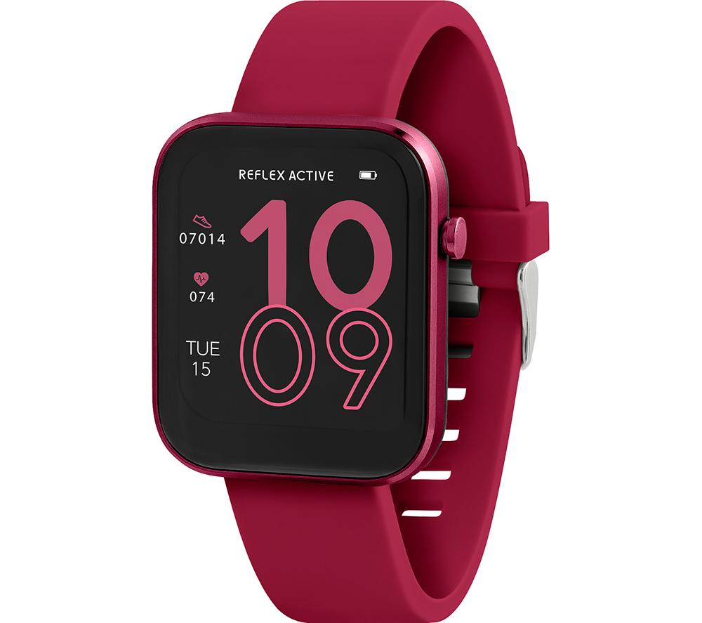 REFLEX ACTIVE Series 12 Smart Watch - Berry, Silicone Strap, Red