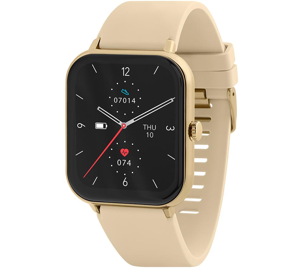 REFLEX Series 23 Smart Watch - Pale Gold & Cream, Silicone Strap, Cream,Gold