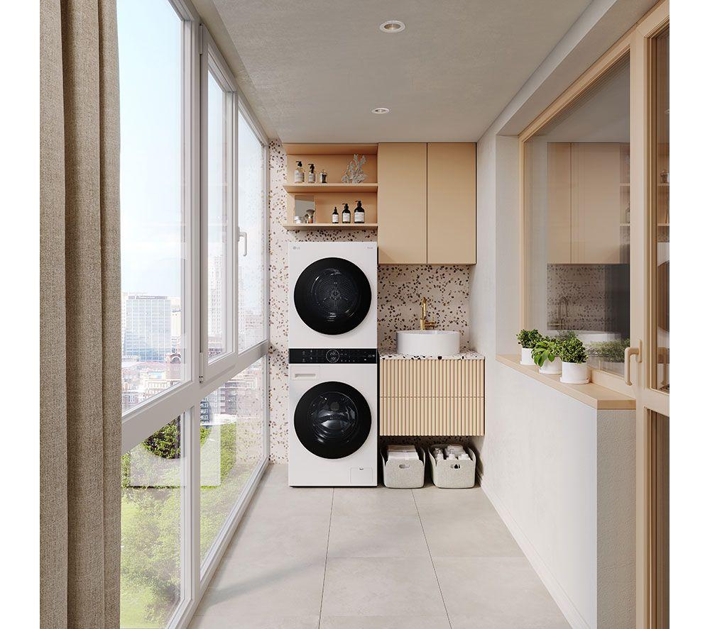 LG ELCTRNC WashTower WT1210WWF WiFi-enabled 12 kg Washer Dryer - White image number 3 of 20