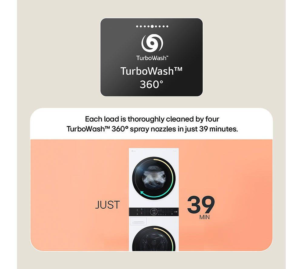 LG ELCTRNC WashTower WT1210WWF WiFi-enabled 12 kg Washer Dryer - White image number 7 of 20