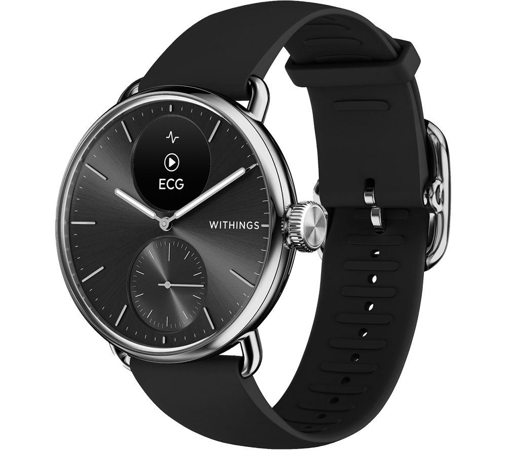 WITHINGS ScanWatch 2 Hybrid Smart Watch - Black, 38 mm, Black,Silver/Grey