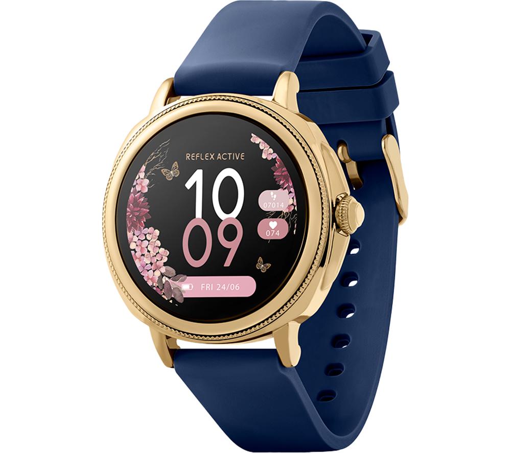 REFLEX ACTIVE Series 25 Smart Watch - Gold & Navy, Silicone Strap, Gold,Blue