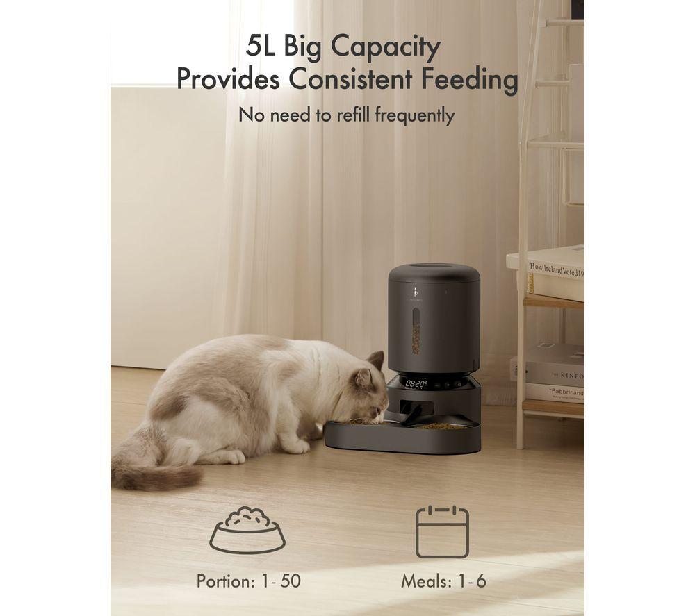 PETLIBRO Granary Automatic Dual Pet Food Feeder - 5 Litre, Black image number 4 of 12