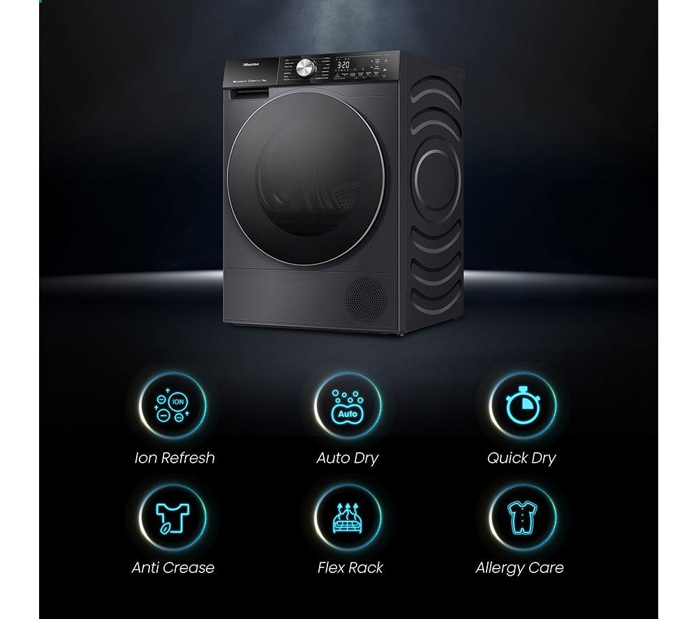HISENSE 5S Series DH5S102BB WiFi-enabled 10 kg Heat Pump Tumble Dryer - Black image number 13 of 14