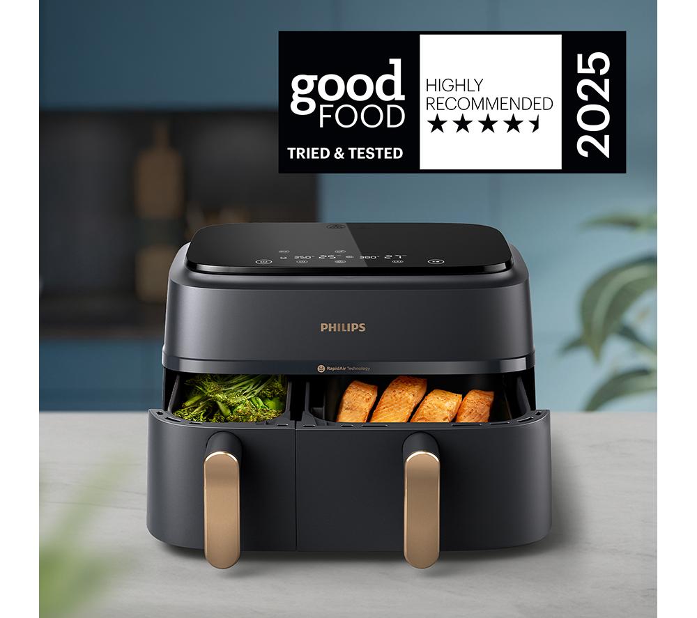 PHILIPS 3000 Series NA352/00 9L Dual Basket Air Fryer - Charcoal Grey & Copper image number 3 of 15