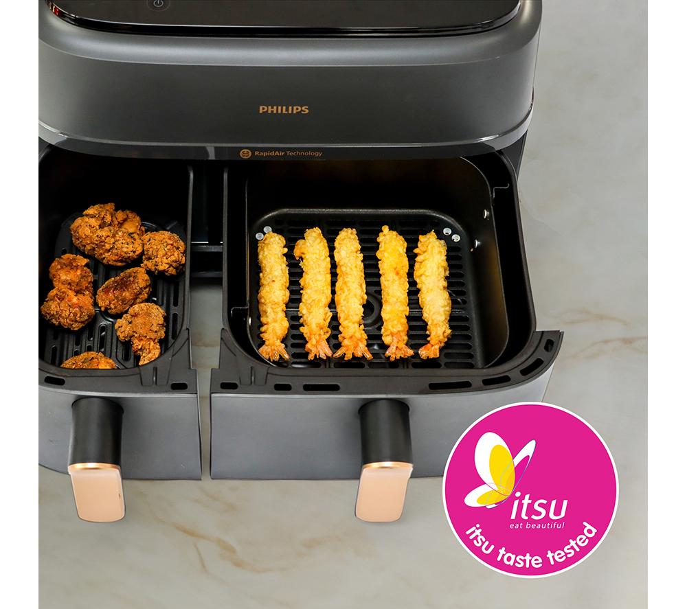 PHILIPS 3000 Series NA352/00 9L Dual Basket Air Fryer - Charcoal Grey & Copper image number 4 of 15