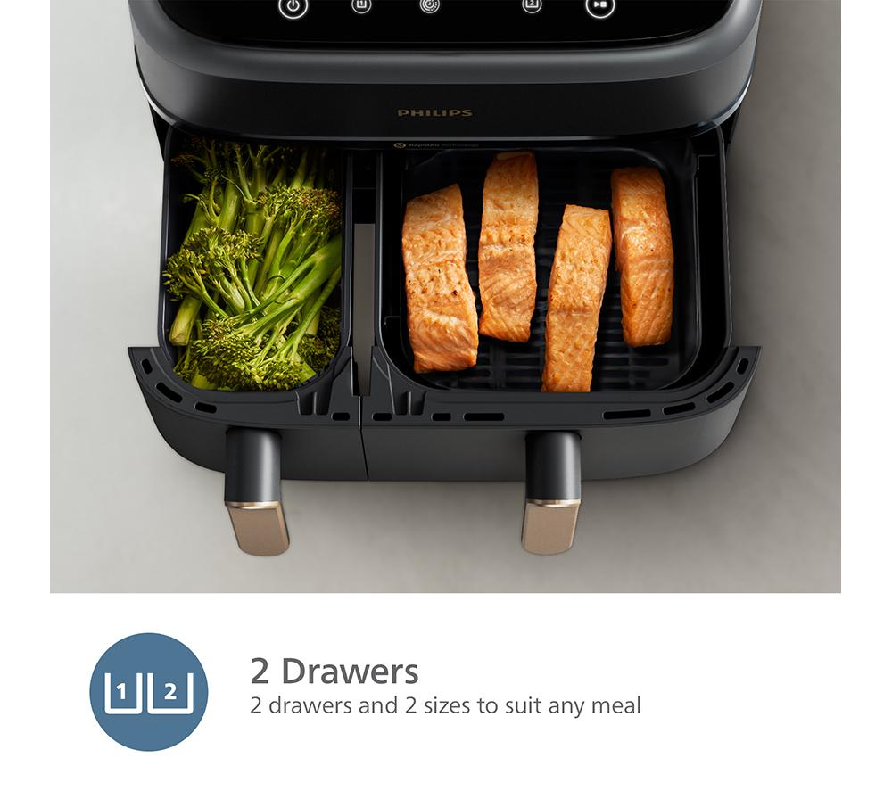 PHILIPS 3000 Series NA352/00 9L Dual Basket Air Fryer - Charcoal Grey & Copper image number 5 of 15