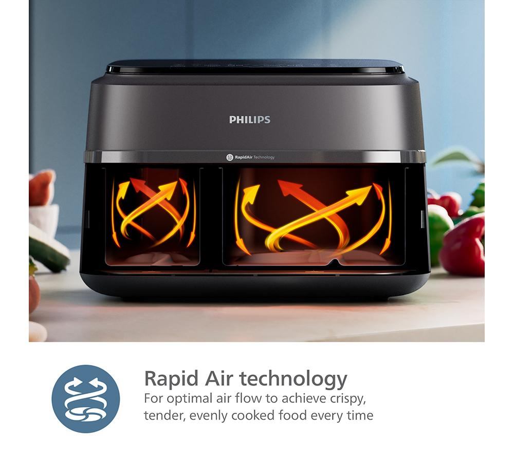 PHILIPS 3000 Series NA352/00 9L Dual Basket Air Fryer - Charcoal Grey & Copper image number 6 of 15