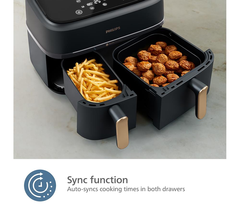 PHILIPS 3000 Series NA352/00 9L Dual Basket Air Fryer - Charcoal Grey & Copper image number 7 of 15