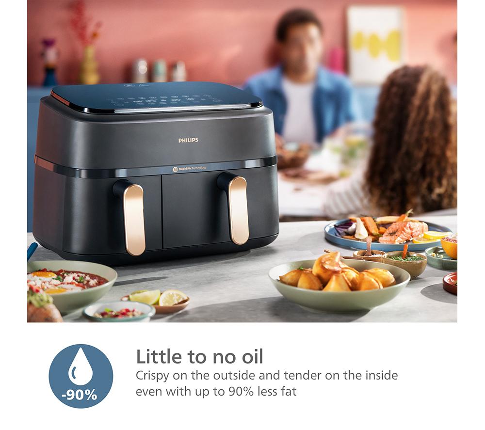 PHILIPS 3000 Series NA352/00 9L Dual Basket Air Fryer - Charcoal Grey & Copper image number 11 of 15