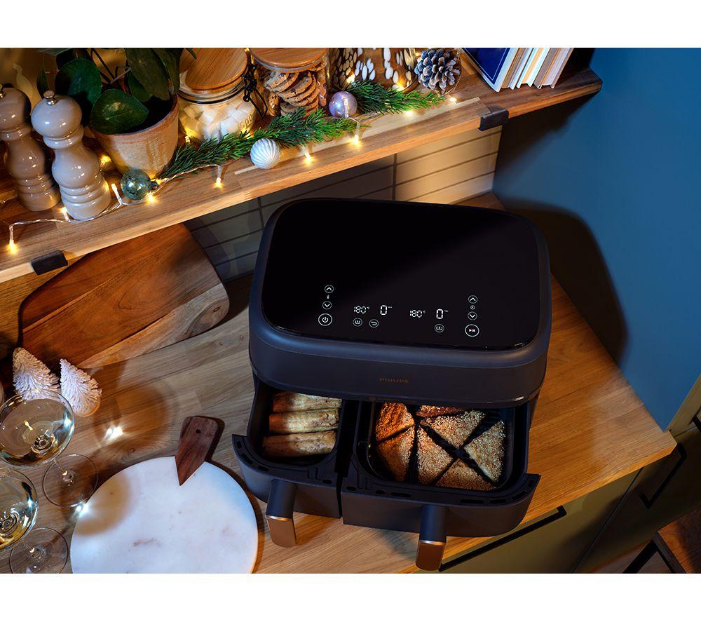 PHILIPS 3000 Series NA352/00 9L Dual Basket Air Fryer - Charcoal Grey & Copper image number 15 of 15