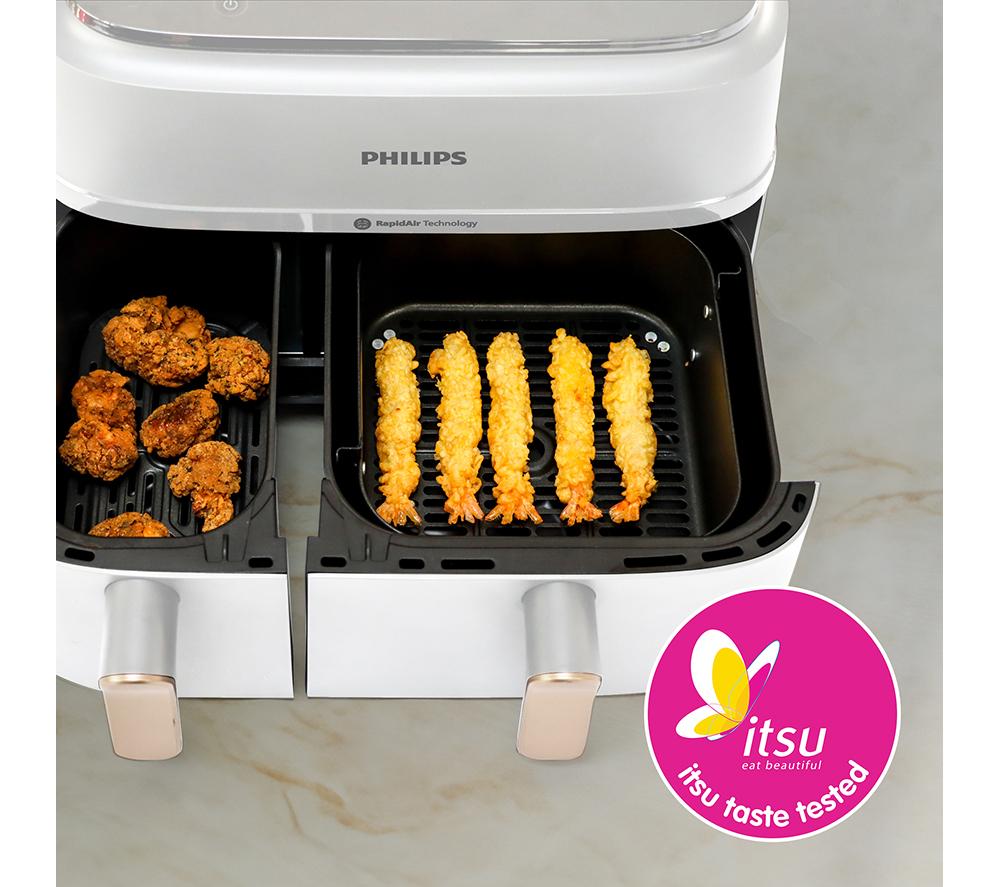 PHILIPS 3000 Series NA353/19 9L Dual Basket Air Fryer - White image number 4 of 13
