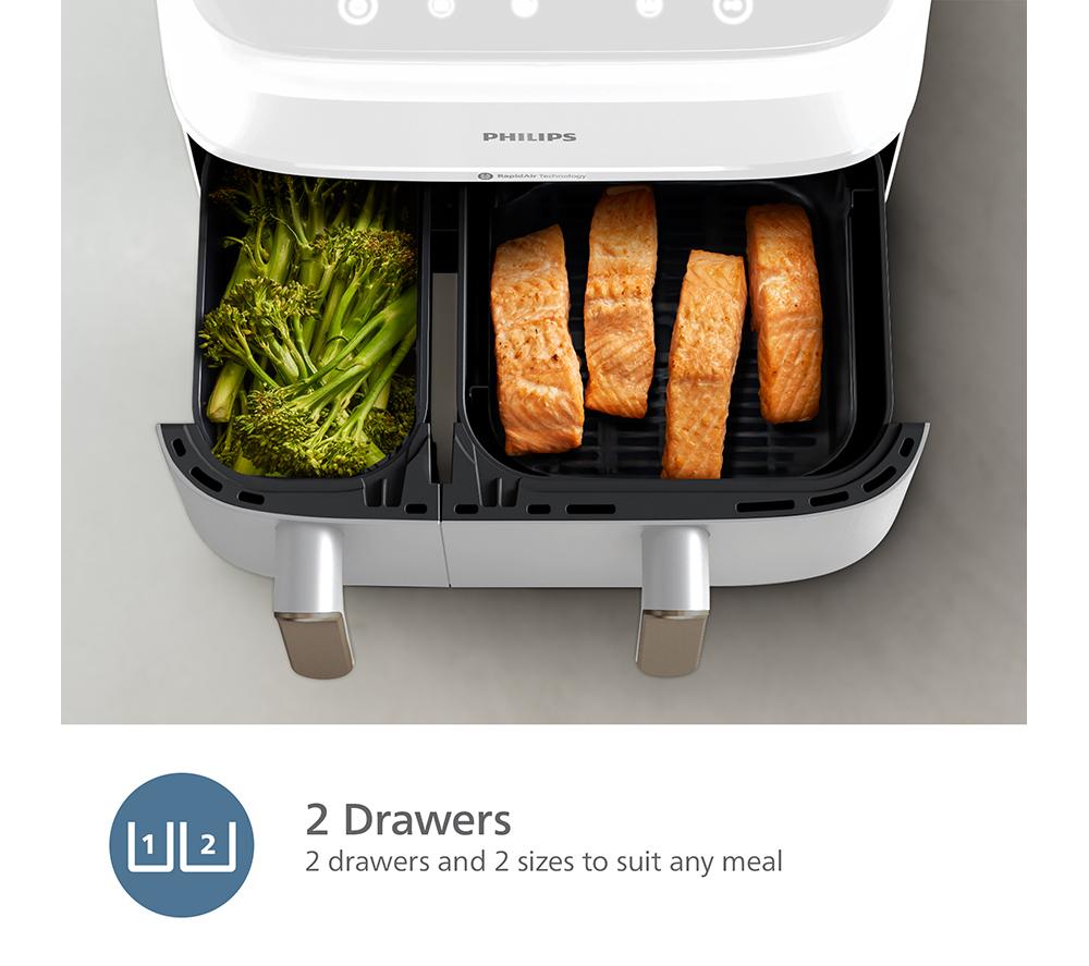 PHILIPS 3000 Series NA353/19 9L Dual Basket Air Fryer - White image number 5 of 13