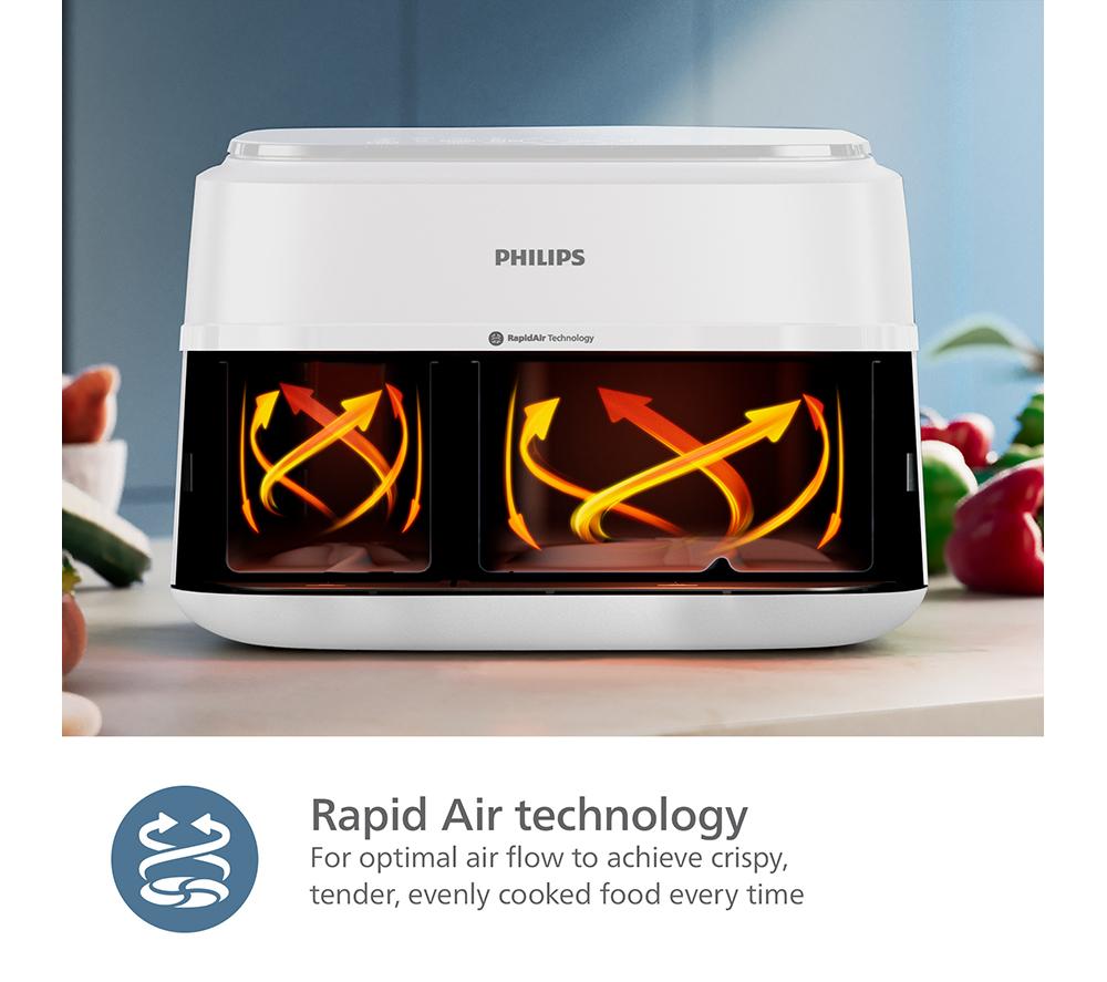 PHILIPS 3000 Series NA353/19 9L Dual Basket Air Fryer - White image number 6 of 13