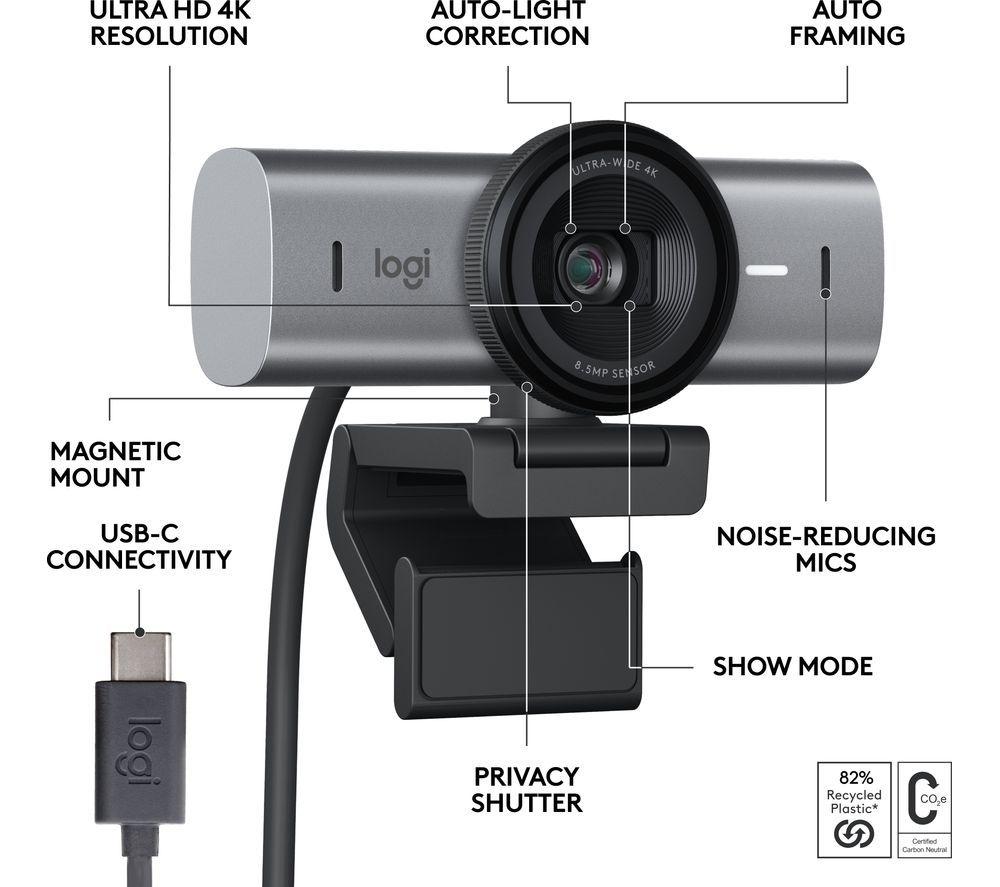 LOGITECH MX Brio 4K Ultra HD Webcam - Graphite image number 2 of 8