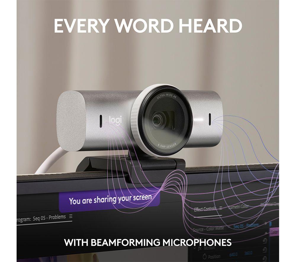 LOGITECH MX Brio 4K Ultra HD Webcam - Pale Grey image number 4 of 11