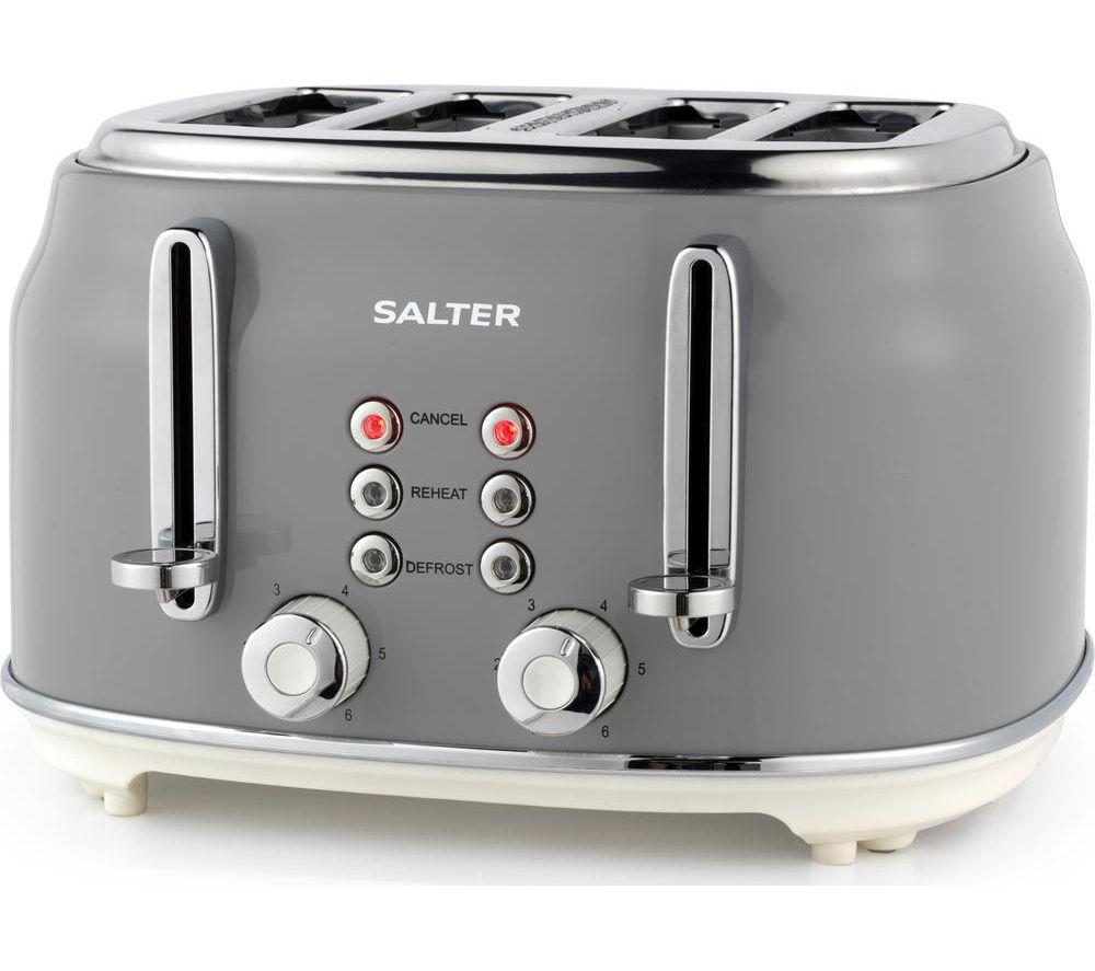 SALTER Retro EK5739 4-Slice Toaster - Grey, Silver/Grey