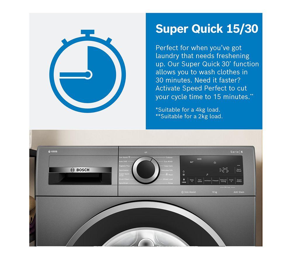 BOSCH Series 6 WGG244ZCGB AntiStain 9 kg 1400 Spin Washing Machine - Graphite image number 15 of 17