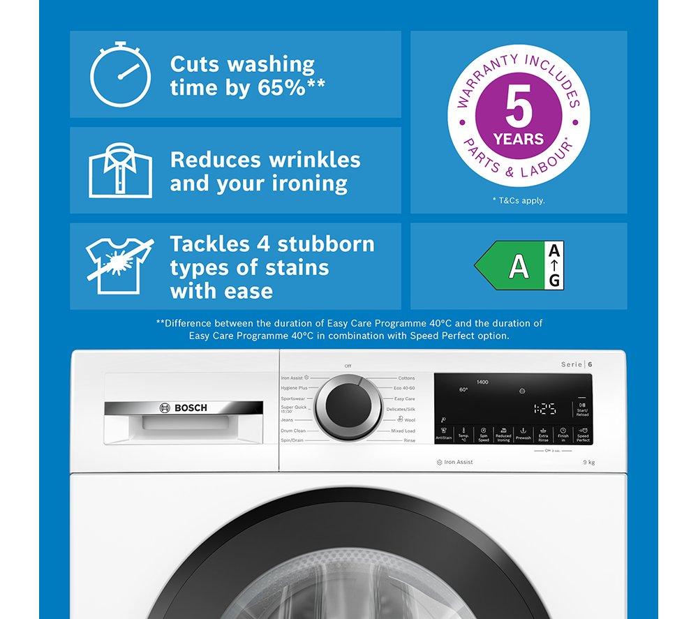BOSCH Series 6 WGG24400GB AntiStain 9 kg 1400 Spin Washing Machine - White image number 4 of 16
