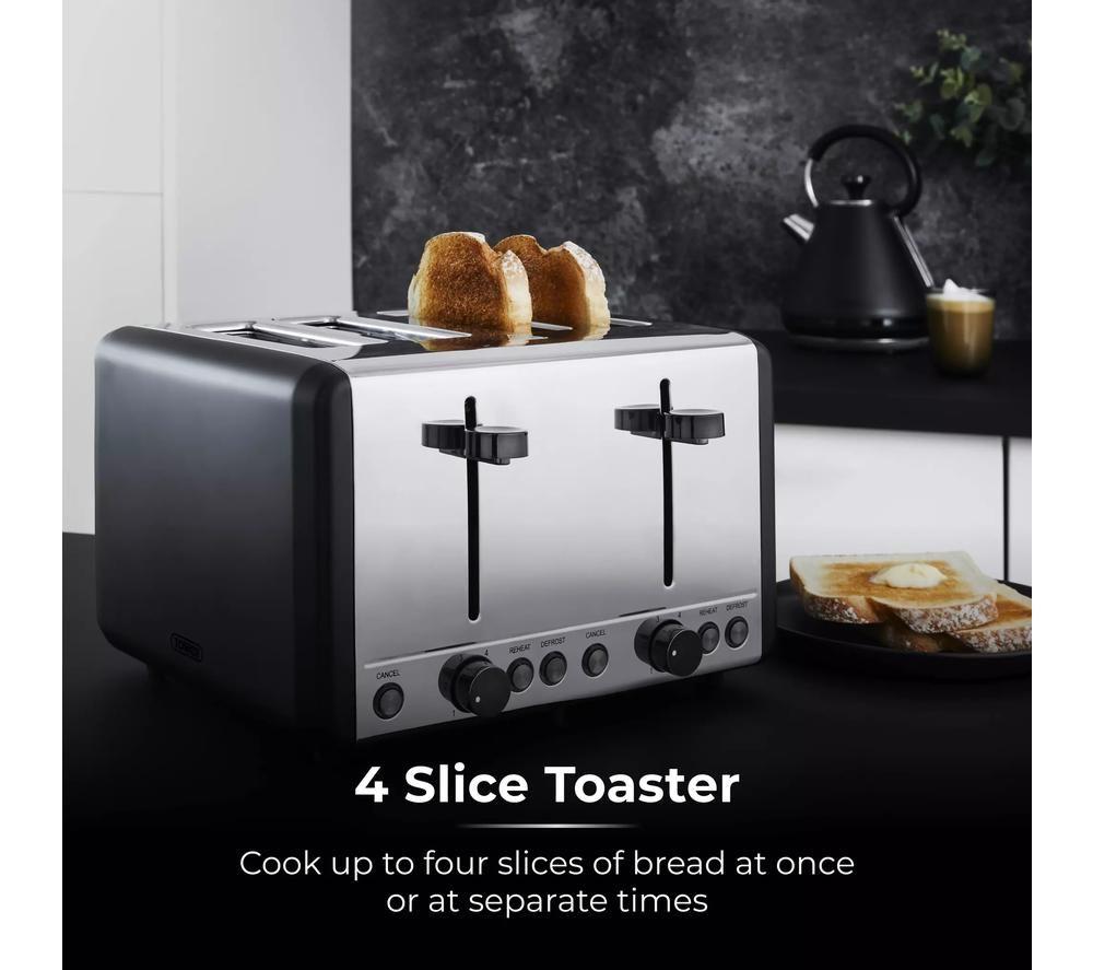 TOWER Sera T20086BLK 4-Slice Toaster - Black image number 2 of 19