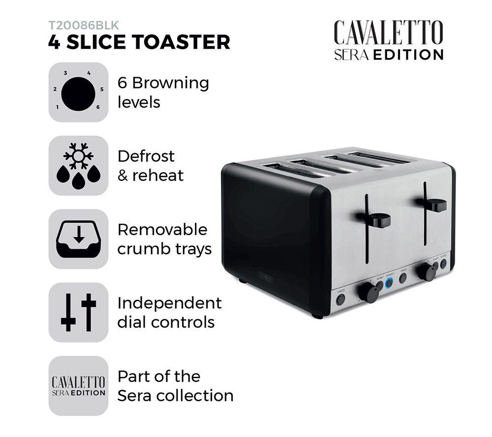 TOWER Sera T20086BLK 4-Slice Toaster - Black image number 12 of 19