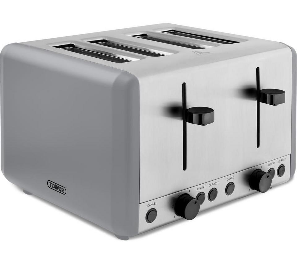 TOWER Sera T20086GRY 4-Slice Toaster - Grey