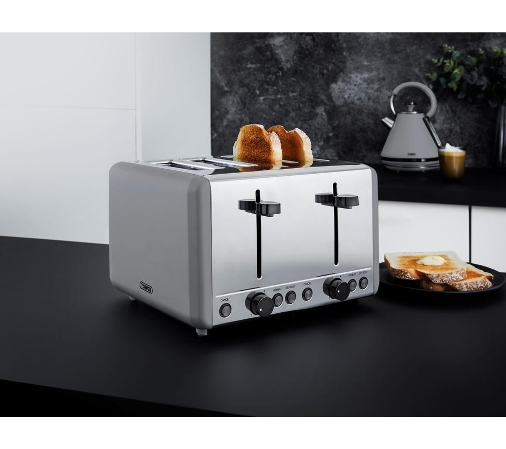 TOWER Sera T20086GRY 4-Slice Toaster - Grey image number 5 of 6