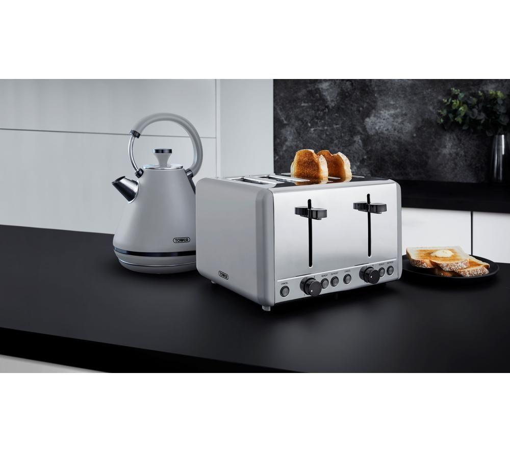 TOWER Sera T20086GRY 4-Slice Toaster - Grey image number 6 of 6