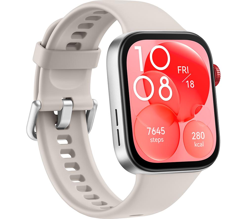 HUAWEI Watch Fit 3 - Silver with White Fluoroelastomer Strap image number 3 of 8