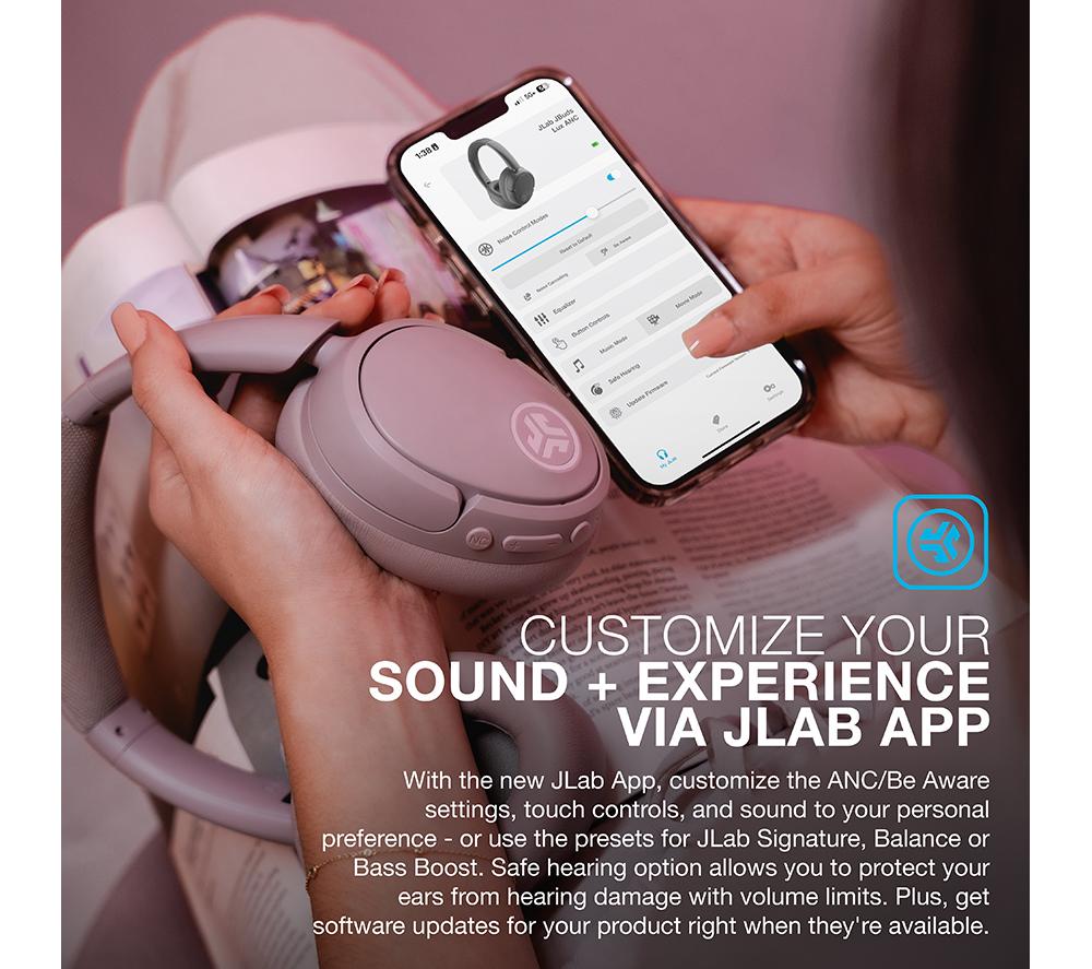 JLAB JBuds Lux Wireless Bluetooth Noise-Cancelling Headphones - Mauve image number 5 of 6