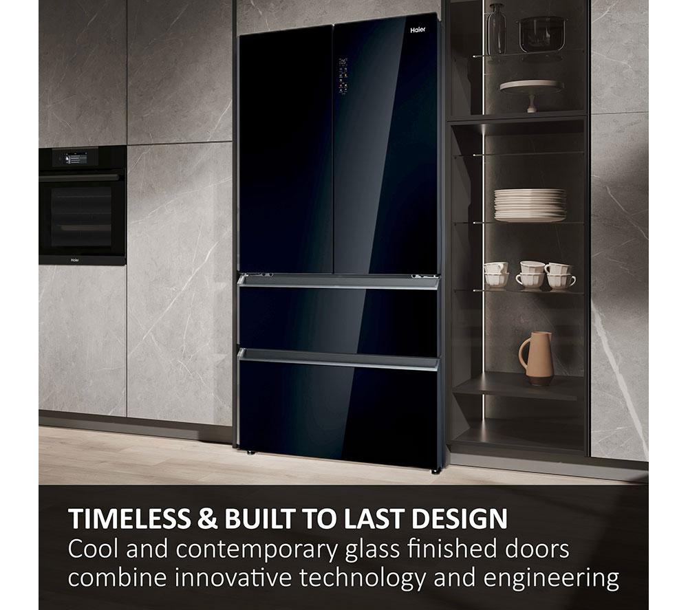 HAIER Series 7 Total No Frost HFR79F19DFGB Fridge Freezer - Obsidian Black Glass image number 2 of 17