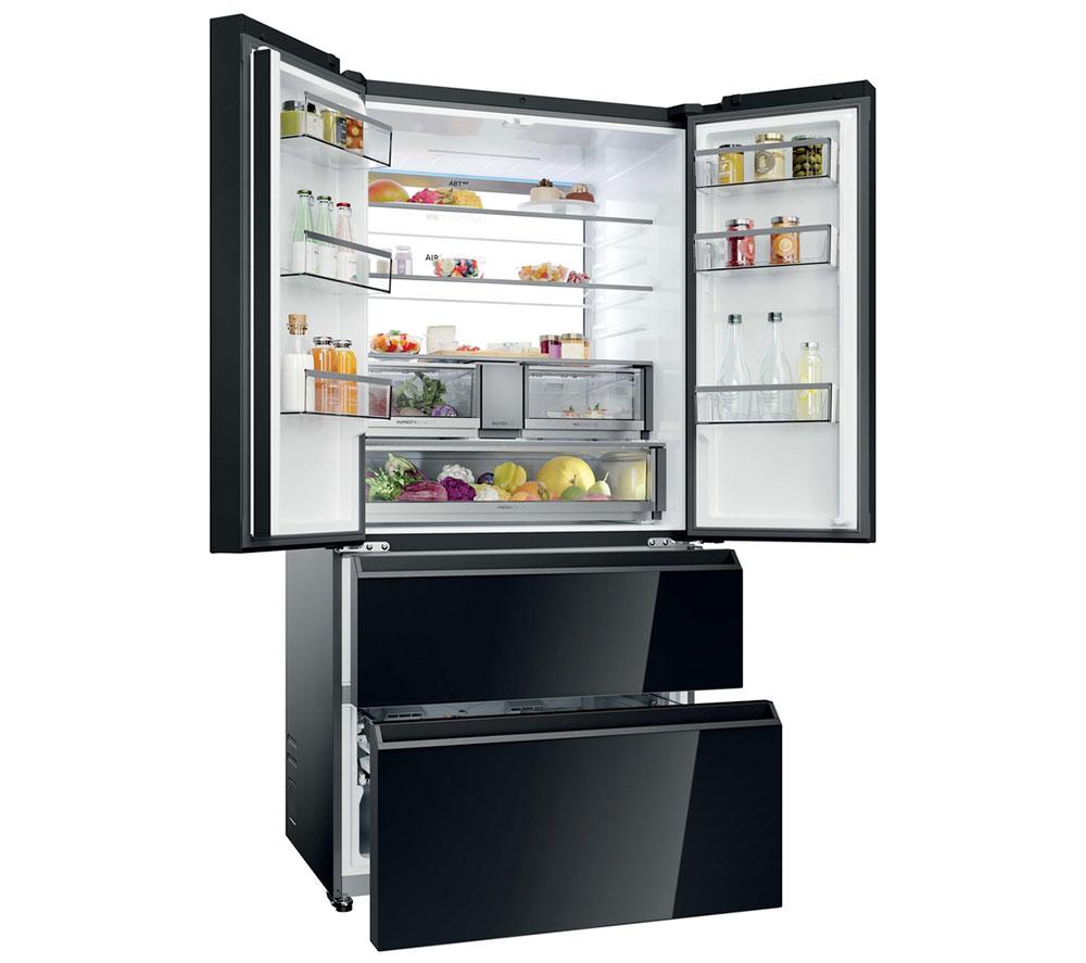 HAIER Series 7 Total No Frost HFR79F19DFGB Fridge Freezer - Obsidian Black Glass image number 4 of 17