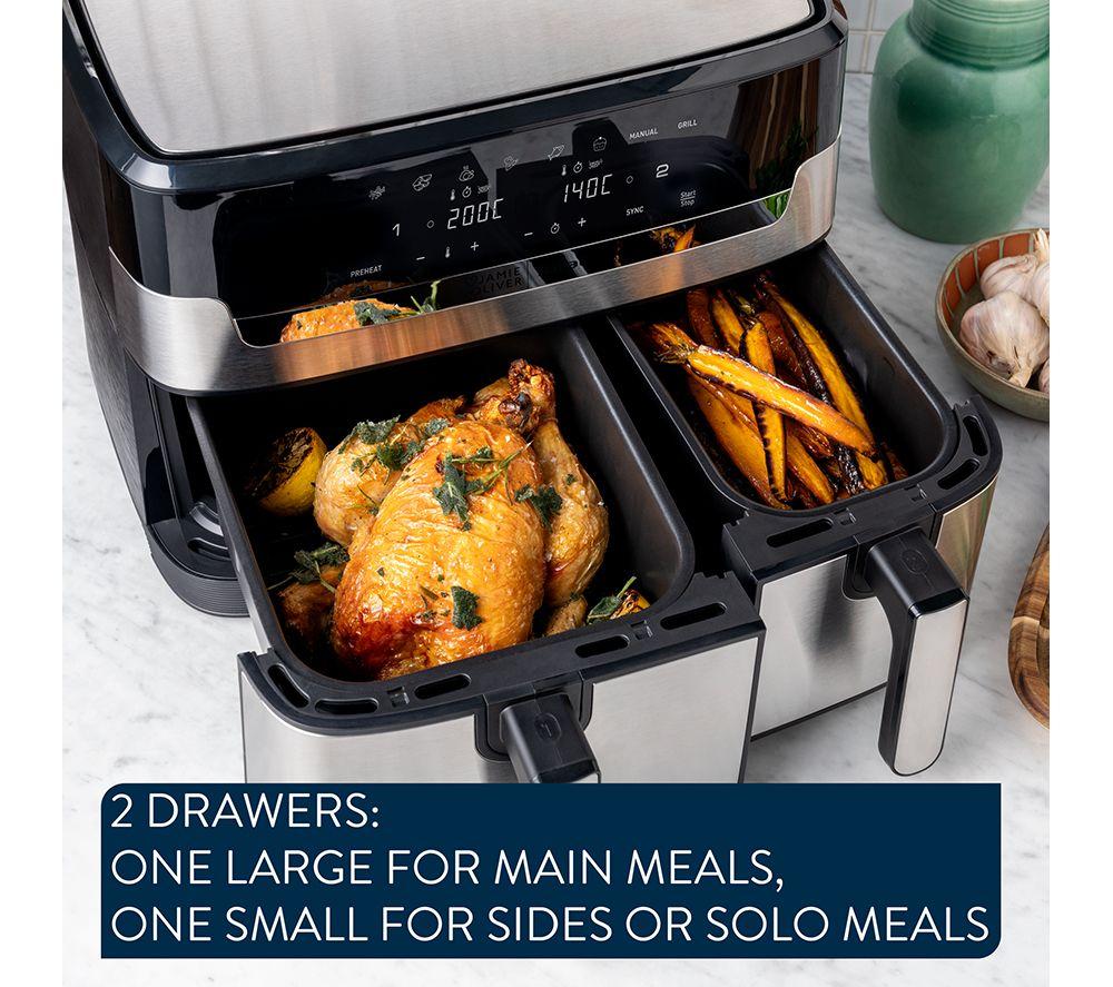 TEFAL Jamie Oliver Easy Fry EY90JDG0 8.3L Dual Drawer Air Fryer - Stainless Steel image number 7 of 9