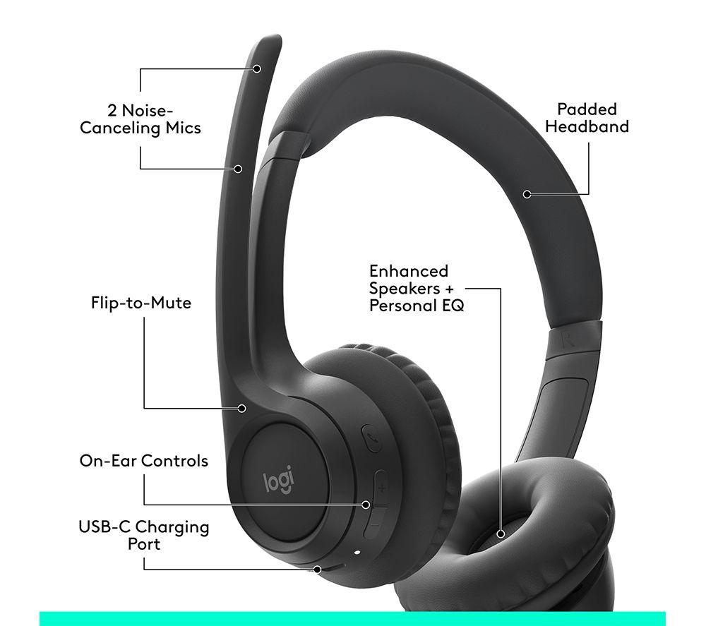 LOGITECH Zone 300 Wireless Headset - Graphite image number 6 of 10