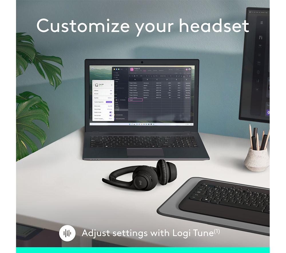 LOGITECH Zone 300 Wireless Headset - Graphite image number 9 of 10