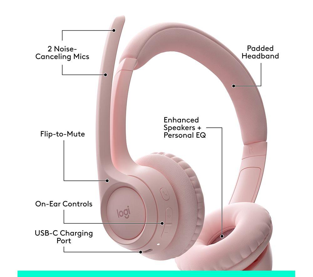 LOGITECH Zone 300 Wireless Headset - Rose image number 6 of 10