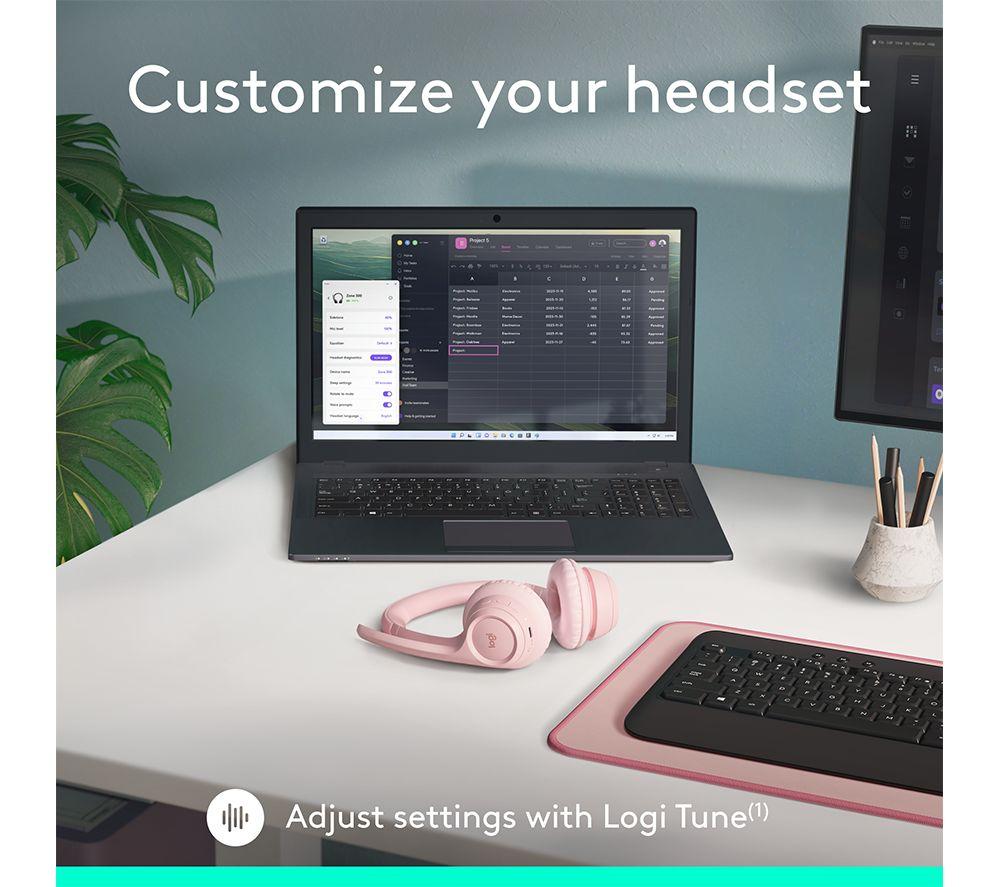 LOGITECH Zone 300 Wireless Headset - Rose image number 9 of 10
