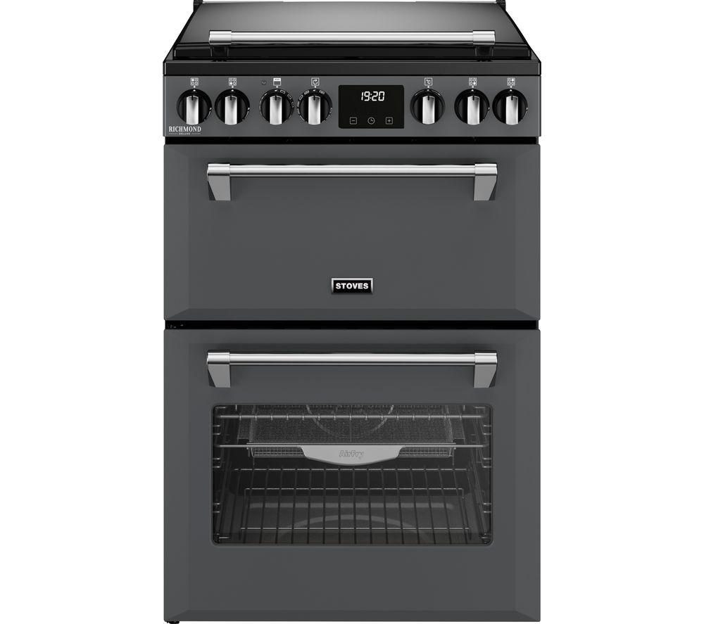 STOVES Richmond Deluxe ST DX MRA RICH 60DF 60 cm Dual Fuel Cooker – Anthracite & Chrome, Silver/Grey,Black