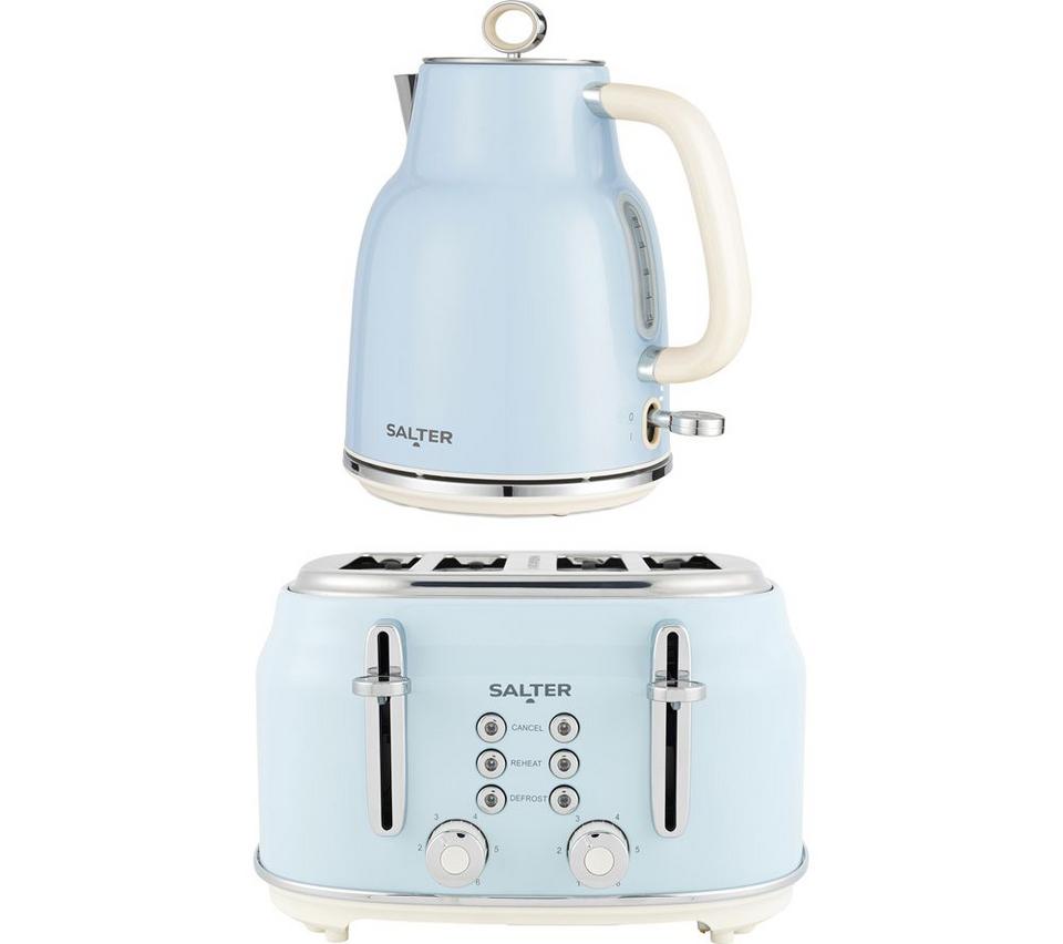 SALTER COMBO-9067 Retro Kettle & 4-Slice Toaster Bundle - Blue