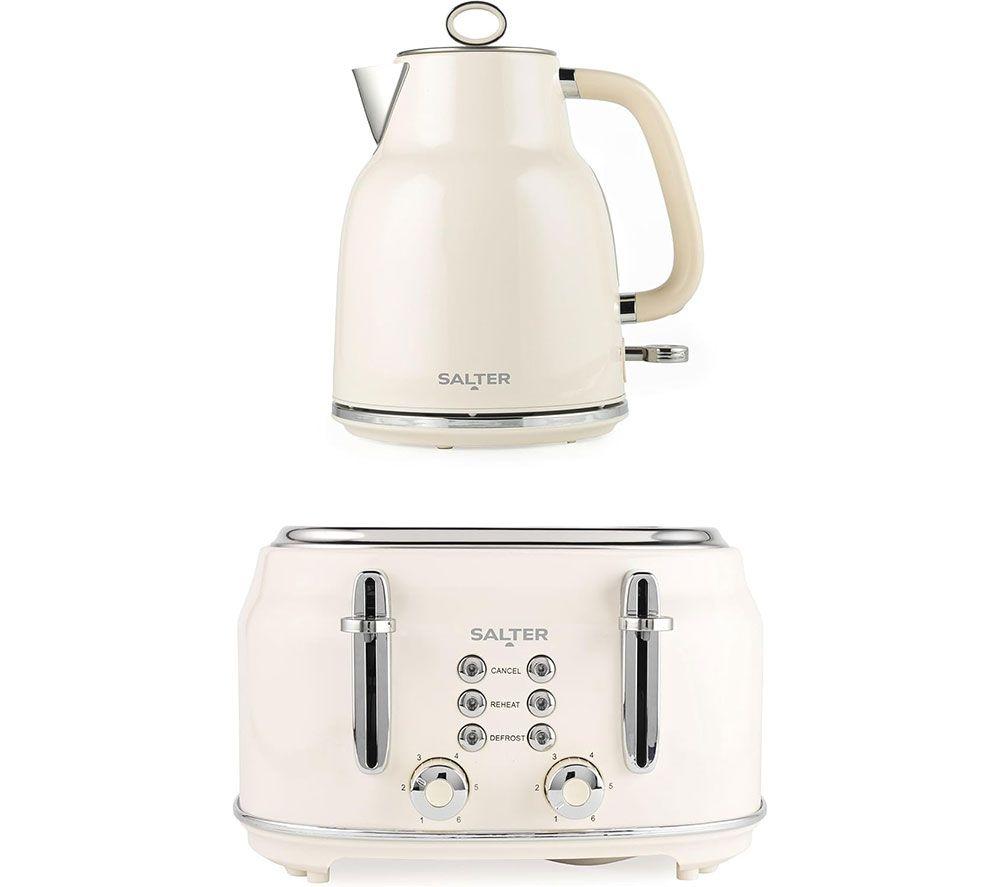 Salter Combo-9352 Retro Jug Kettle & 4-Slice Toaster Bundle - Cream, Cream