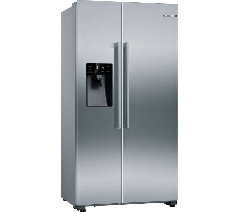 BOSCH Series 6 KAD93AIERG American-Style Fridge Freezer – Brushed Steel, Brushed Steel