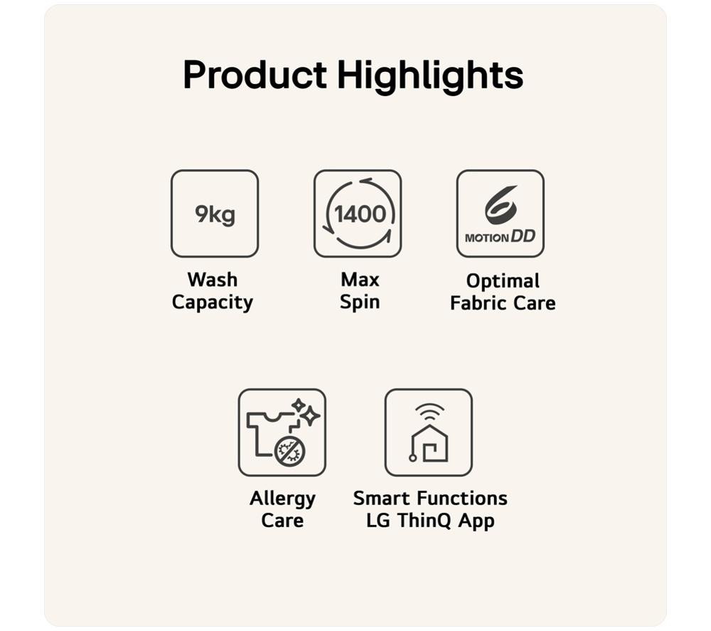 LG Series 2 Direct Drive F4X1009NWK WiFi-enabled 9 kg 1400 Spin Washing Machine - White image number 2 of 13