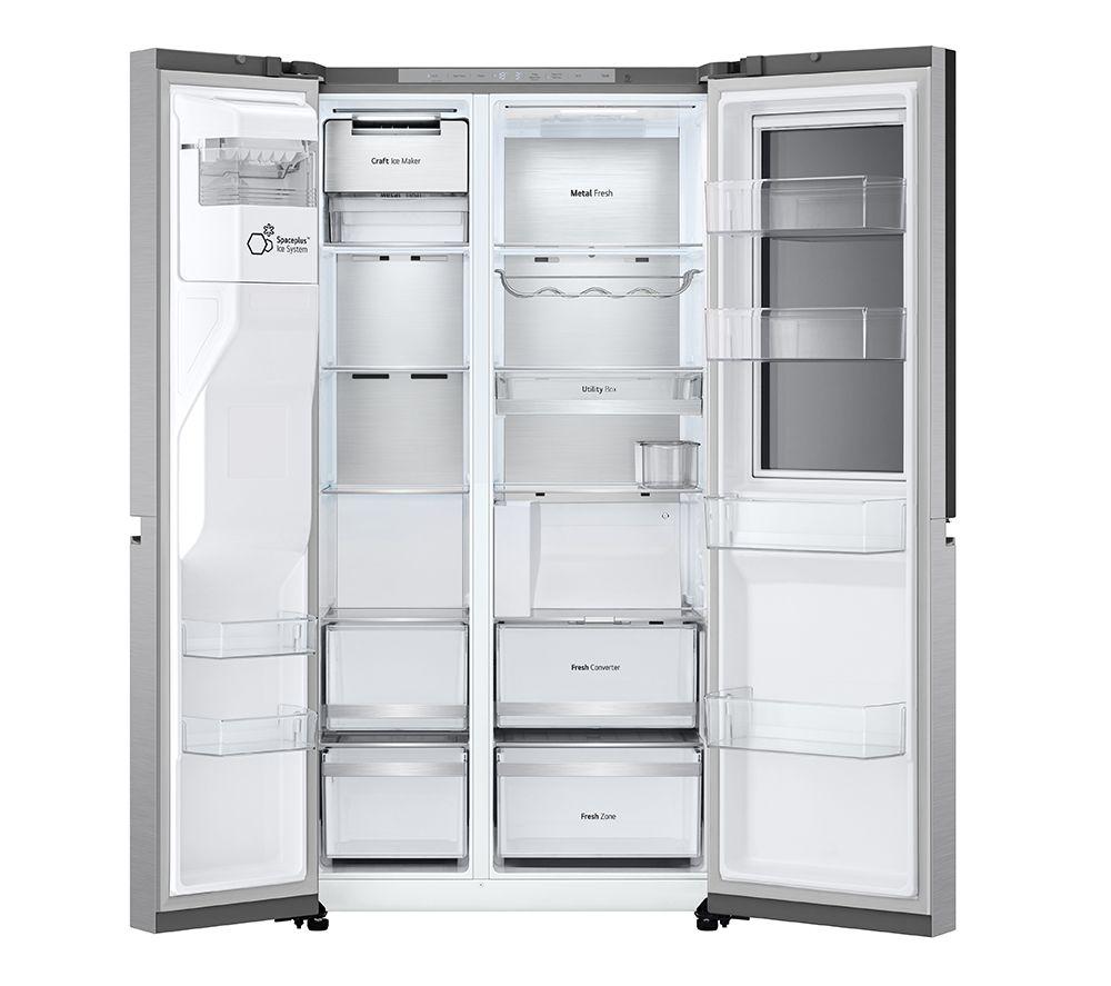 LG InstaView GSXE90BSDD American-Style Smart Fridge Freezer - Brushed Steel image number 2 of 16