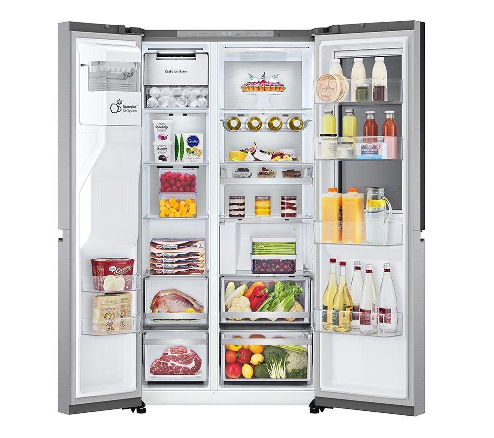 LG InstaView GSXE90BSDD American-Style Smart Fridge Freezer - Brushed Steel image number 13 of 16