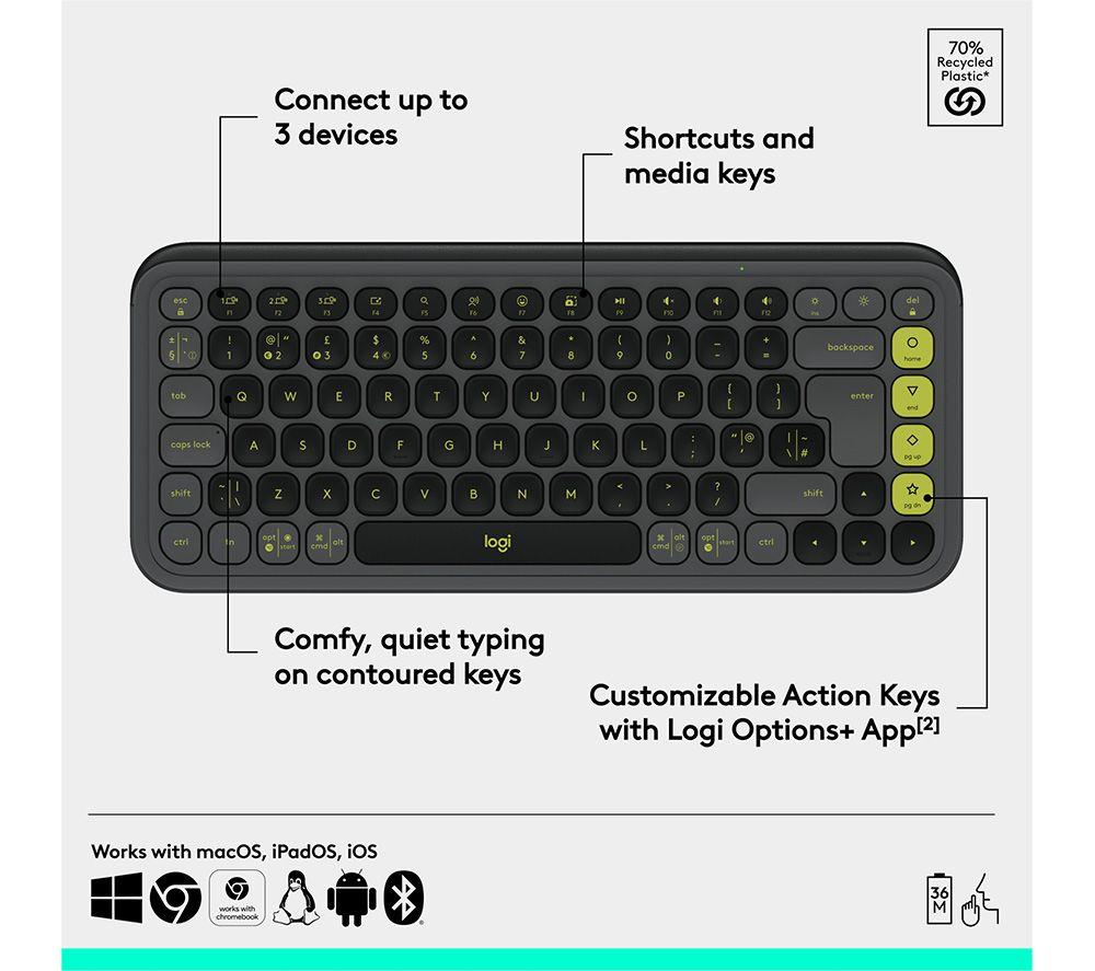 LOGITECH Pop Icon Keys Wireless Keyboard - Graphite image number 6 of 11